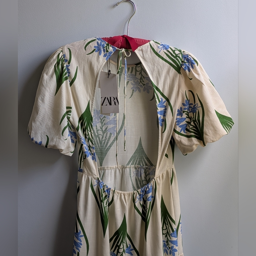NWT...Zara Sofia Ecru Linen/Cotton Open Back Maxi Dress Size XS - Picture 6 of 12